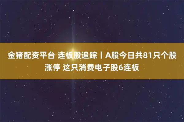 金猪配资平台 连板股追踪丨A股今日共81只个股涨停 这只消费电子股6连板